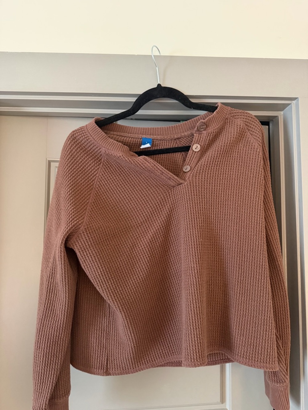 Old Navy Waffle-Knit Button-Shoulder Sweater - Brown